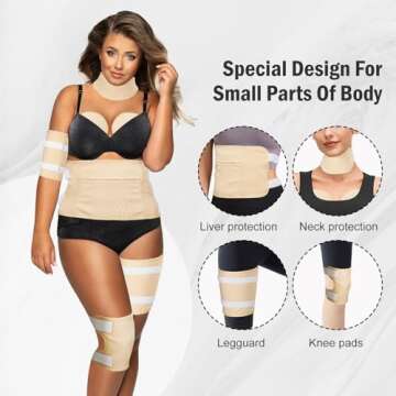 GYBOHO 8PCS Castor Oil Packs Wrap Organic cotton- Castor Oil Packs for Abdomen-Breast-Neck-knee-Feet-Arm, Reusable Adjustable Elastic Strap Compress Packs for Entire Body