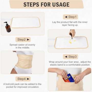 GYBOHO 8PCS Castor Oil Packs Wrap Organic cotton- Castor Oil Packs for Abdomen-Breast-Neck-knee-Feet-Arm, Reusable Adjustable Elastic Strap Compress Packs for Entire Body