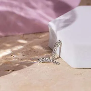 PAVOI 14K Gold Plated Sterling Silver Post Cubic Zirconia Mini Ear Crawler Earrings - Small Arrow Ear Climber Fashion Earrings in White Gold