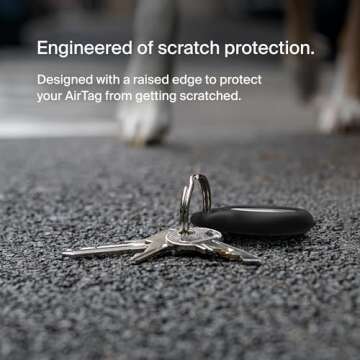 Belkin Apple AirTag Secure Holder with Key Ring - Durable Scratch Resistant Case With Open Face & Raised Edges - Protective AirTag Keychain Accessory For Keys, Pets, Luggage, Backpacks -2 Count Black