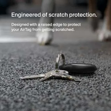 Belkin Apple AirTag Secure Holder with Key Ring - Durable Scratch Resistant Case With Open Face & Raised Edges - Protective AirTag Keychain Accessory For Keys, Pets, Luggage, Backpacks -2 Count Black