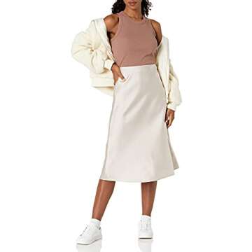 The Drop Women's Maya Silky Slip Skirt, Silver Cloud, XL