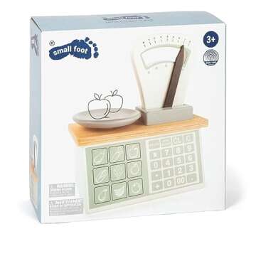 Small Foot Wooden Toys Wooden Scale Wooden playset for Pretend Markets and Play Kitchens Designed for Children Ages 3+, Multi