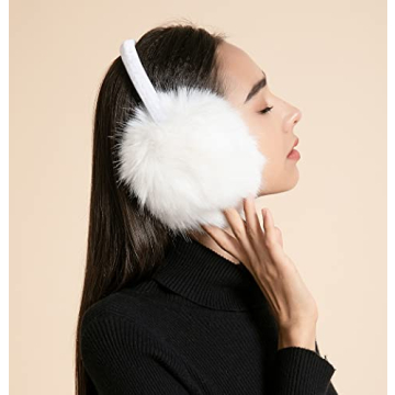 ZLYC Women Girls Adjustable Faux Fur EarMuffs - Warm Stylish