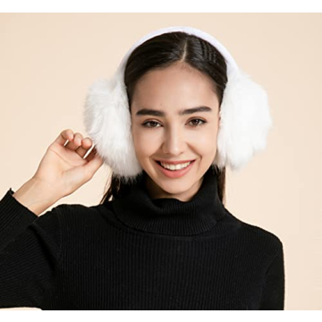 ZLYC Women Girls Adjustable Faux Fur EarMuffs - Warm Stylish