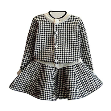 CM C&M WODRO Girls Dress, Autumn Winter Toddler Kids Plaid Knitted Sweater Dress Set Baby Girls Coat...