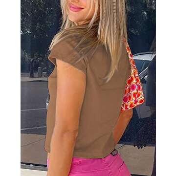 MISSACTIVER Women’s Y2K Dump Him Letter Print Crop T-Shirt Streetwear O-Neck Short Sleeve Crop Tops 2000s Aesthetics (Large, Dump Him-Brown2)