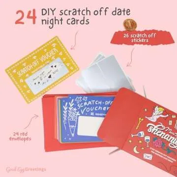 24 Love Coupons for Him - DIY Scratch Off Date Night Ideas With Stickers And Envelopes - Valentine's...