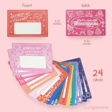 24 Love Coupons for Him - DIY Scratch Off Date Night Ideas With Stickers And Envelopes - Valentine's Day Gift - Romantic Gifts - 3.15x4.72 Inch Mini Date Night Shenanigans Voucher Cards