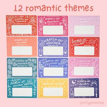24 Love Coupons for Him - DIY Scratch Off Date Night Ideas With Stickers And Envelopes - Valentine's Day Gift - Romantic Gifts - 3.15x4.72 Inch Mini Date Night Shenanigans Voucher Cards