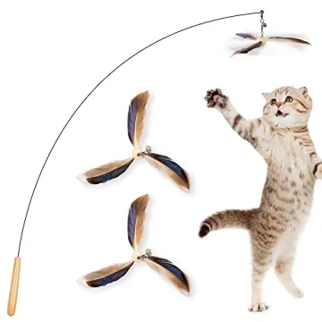 JXFUKAL Interactive Cat Wand with Feather Refills for Play