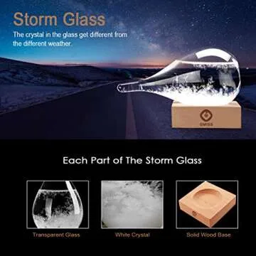 Storm Glass Weather Forecast Bottle,Snow Globe Barometer Bottle, Water Drop Weather Forecast Bottle, Home and Office Decorative Glass Bottles, Unique Gifts for Her (S)