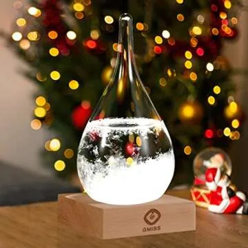 Storm Glass Weather Forecast Bottle,Snow Globe Barometer Bottle, Water Drop Weather Forecast Bottle, Home and Office Decorative Glass Bottles, Unique Gifts for Her (S)