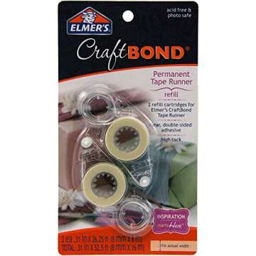 Elmer's, Clear, Craftbond Permanent Tape Runner, 31" by 26-1/4 Feet, 2 Per Pack (E4007), 2-Pack Refills, 52 Foot