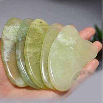 WEISIPU Skin Facial 5Pcs Care Gua Sha Guasha Treatment Massage Natural Jade Board Traditional Scrapi...