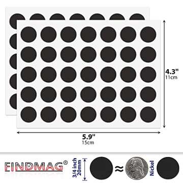 FINDMAG 140 Pcs Round Magnets with Adhesive Backing, Flexible Self Adhesive Magnets for Crafts, Small Sticky Magnetic Dots for Hanging Light Objects, DIY, School, Office, Home