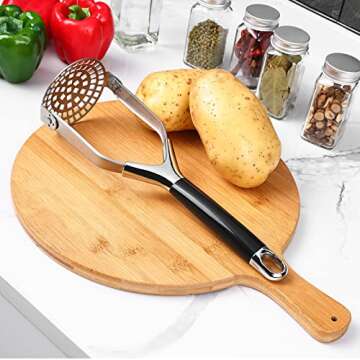 Joyoldelf Heavy Duty Stainless Steel Potato Masher, Folding Masher Kitchen Tool & Food Masher/Potato...