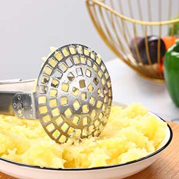 Joyoldelf Heavy Duty Stainless Steel Potato Masher, Folding Masher Kitchen Tool & Food Masher/Potato Smasher, Perfect for Avocado, Bean, Vegetable, Fruits, Baby Food, Meat