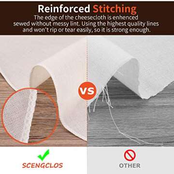 Cheesecloth, 4 Pack DIAM 17.5''&25.5'', Grade 90 Plus, 100% Unbleached Cheese Cloth Fabric for Straining, Ultra Fine Cloths for Cooking & Baking, Washable & Reusable Cotton Strainer & Filter
