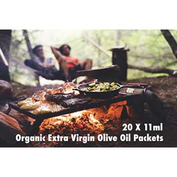 Organic Extra Virgin Olive Oil Packets, 11ml (Pack of 20) Individually Portioned, 0.375 oz. Organic EVOO Packets for Backpacking, Camping, Salads, Dressing, Olive Oil To Go (Olive Oil)