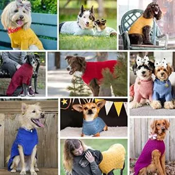 Blueberry Pet Classic Dog Sweater Wool Blend Cable Knit Pullover Crewneck Winter Clothes in Red Danger, Back Length 22", Large Warm Coat for Pet