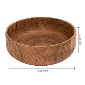 MyGift 9-inch Handcrafted Indonesian Round Teak Wood Salad Serving Bowl