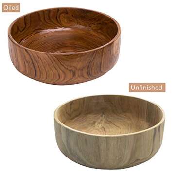 MyGift 9-inch Handcrafted Indonesian Round Teak Wood Salad Serving Bowl