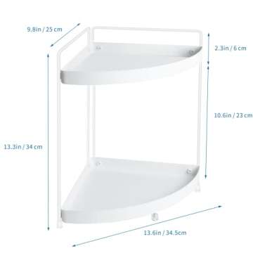 Lvssci 2 Tier Corner Shelf Rack Kitchen Counter Cabinet Bathroom Organizer Makeup Cosmetic countertop Organization and Storage Under Sink Organizers Perfume Trays for Dresser White