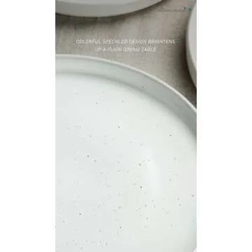 Famiware Nebula Plates and Bowls Set, 12 Pieces Dinnerware Sets, Dishes Set for 4, White with Colorf...