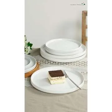 Famiware Nebula Plates and Bowls Set, 12 Pieces Dinnerware Sets, Dishes Set for 4, White with Colorful Speckles
