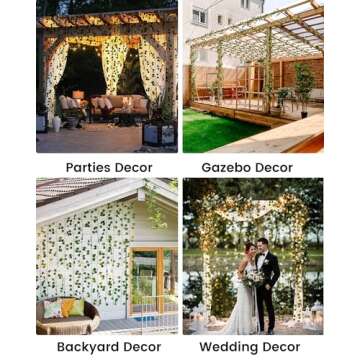 JACKYLED 84Ft 12 Pack Artificial Ivy Garland Fake Plants, Ivy Vines Leaves with CE Certified 80 LED String Lights, Hanging Ivy Lights for Bedroom Garden Party Wall Room Decor