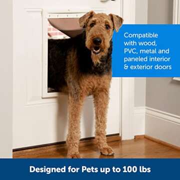 PetSafe Plastic Dog and Cat Door, Large, for Pets Up to 100 lb, Paintable, Easy DIY Installation, Security Cover Included, Install in Interior and Exterior Doors or Walls, Durable, Adjustable Flap