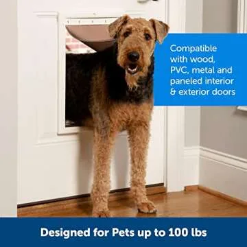 PetSafe Plastic Dog and Cat Door, Large, for Pets Up to 100 lb, Paintable, Easy DIY Installation, Security Cover Included, Install in Interior and Exterior Doors or Walls, Durable, Adjustable Flap