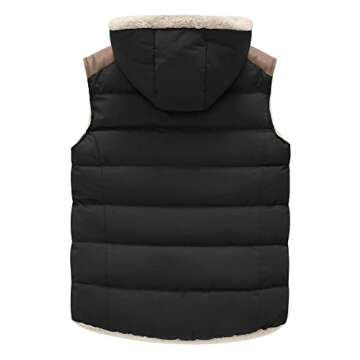 ZSHOW Women's Winter Vest Warm Fleece Puffer Vest Hooded Thicken Outerwear Vest(Black,Medium)