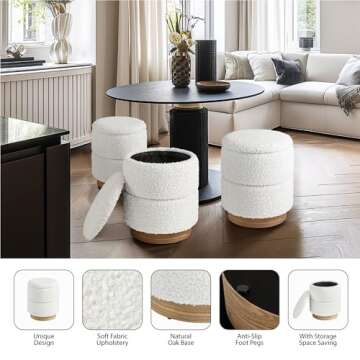 Get Set Style Round Ottoman with Storage - Modern & Versatile