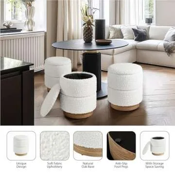 Get Set Style Round Ottoman with Storage - Modern & Versatile