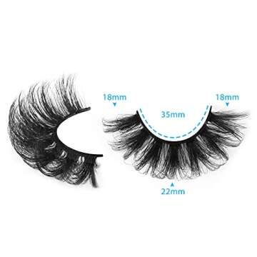 Focipeysa Dramatic Eyelashes Fluffy Faux Mink Lashes 22mm Long False Eyelashes D Curl Eyelashes that Look Like Extension 5 Pairs Pack