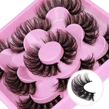 Focipeysa Dramatic Eyelashes Fluffy Faux Mink Lashes 22mm Long False Eyelashes D Curl Eyelashes that Look Like Extension 5 Pairs Pack