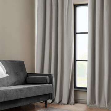 HPD Half Price Drapes Heritage Plush Velvet Curtains 96 Inches Long Room Darkening Curtains for Bedroom & Living Room 50W x 96L, (1 Panel), City Grey
