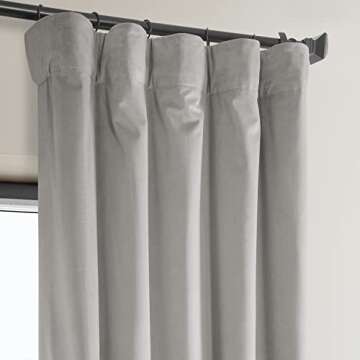HPD Half Price Drapes Heritage Plush Velvet Curtains 96 Inches Long Room Darkening Curtains for Bedroom & Living Room 50W x 96L, (1 Panel), City Grey