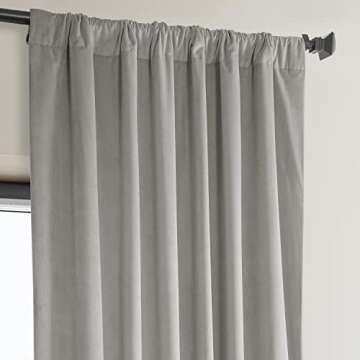 HPD Half Price Drapes Heritage Plush Velvet Curtains 96 Inches Long Room Darkening Curtains for Bedroom & Living Room 50W x 96L, (1 Panel), City Grey
