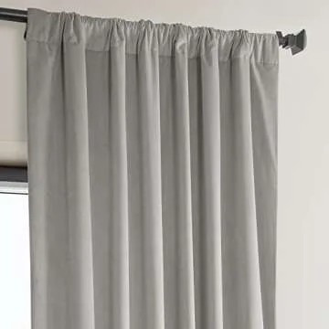 HPD Half Price Drapes Heritage Plush Velvet Curtains 96 Inches Long Room Darkening Curtains for Bedroom & Living Room 50W x 96L, (1 Panel), City Grey