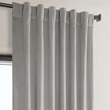 HPD Half Price Drapes Heritage Plush Velvet Curtains 96 Inches Long Room Darkening Curtains for Bedroom & Living Room 50W x 96L, (1 Panel), City Grey