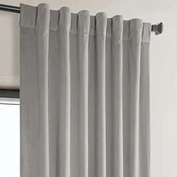 HPD Half Price Drapes Heritage Plush Velvet Curtains 96 Inches Long Room Darkening Curtains for Bedroom & Living Room 50W x 96L, (1 Panel), City Grey