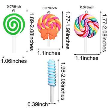 70PCS Cute Colorful Polymer Clay Sweet Candy Lollipops Pendant Charms for Necklace Bracelet DIY Jewe...
