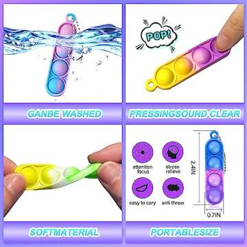 260 PCS Pop Keychain Bulk Party Favors,Fidget Toys for Kids Bulk Mini Pop Keychain Sensory Toys Stoc...