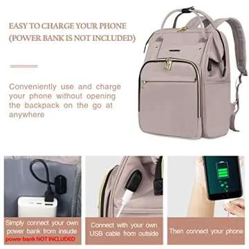VANKEAN 15.6-16.2 Inch Laptop Backpack Carry On for Women Computer Work Backpack, Water Proof College Daypack with USB Port RFID Pocket, Business Travel Light Dusty Pink