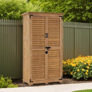 Outdoor Storage Cabinet with Waterproof Roof for Gardens