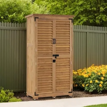 Outdoor Storage Cabinet with Waterproof Roof for Gardens