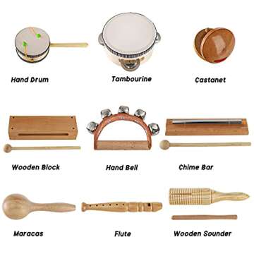 SOUJOY 13 Pack Kids Musical Instrument, Wooden Toddler Percussion Toy Set, Baby Montessori Toys for 2-12 Years Old, Preschool Educational Musical Toys for Children Early Learning
